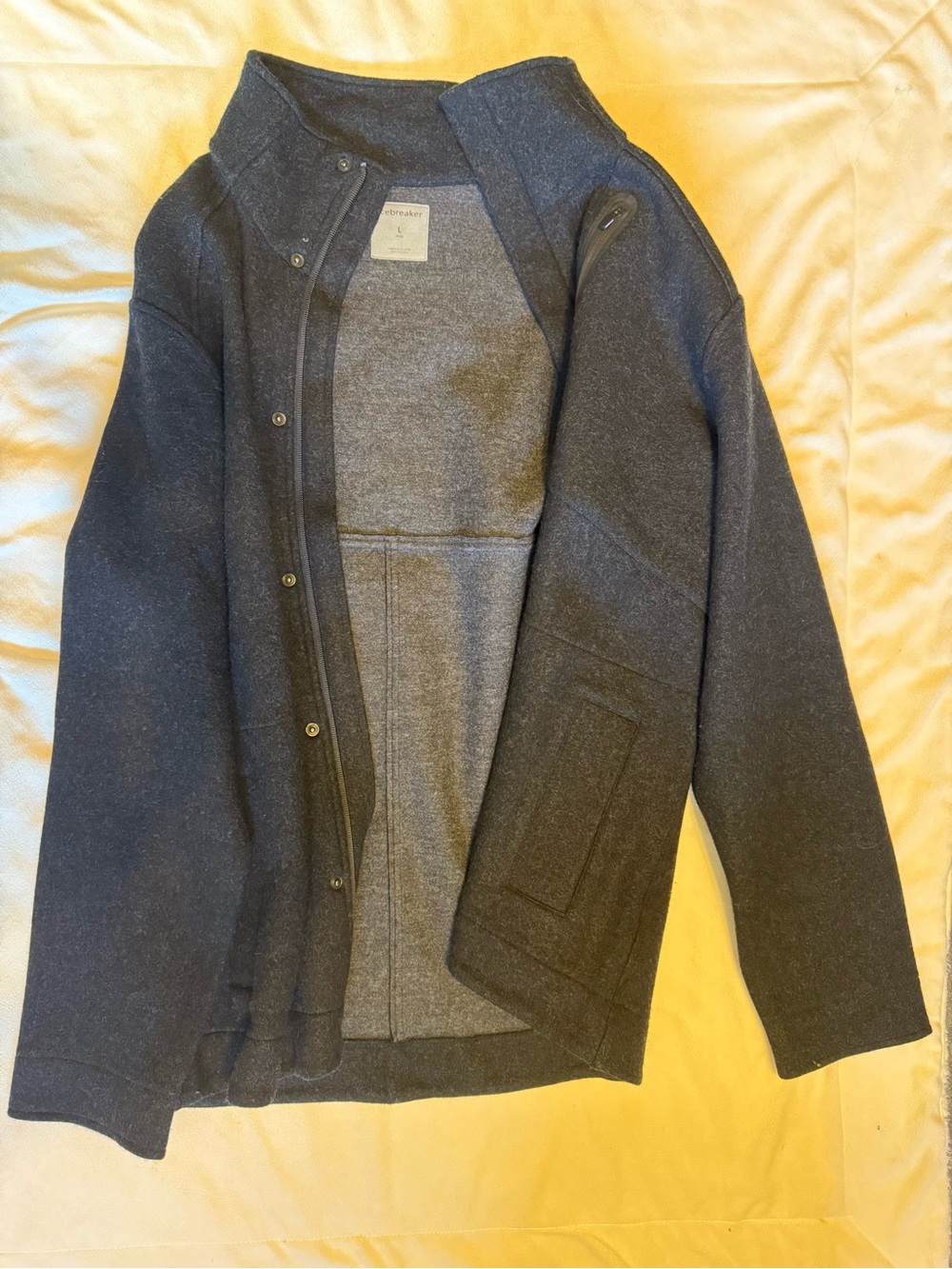 Men's Dark Gray Button-Front Sweater Jacket - Brand: Icebreaker
